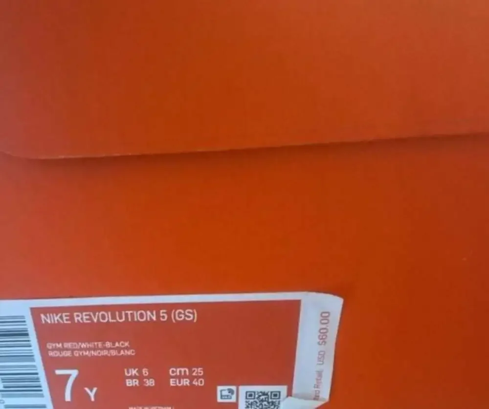 Nike Revolution 5 GS Gym Red White Black BQ5671 600 Size 7Y